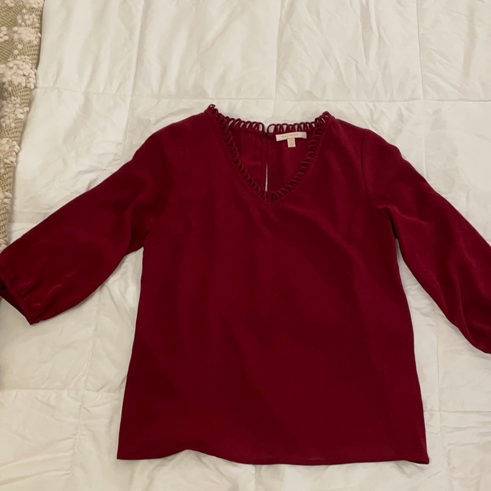 Scallop trimmed blouse, Maroon colored, XSP
